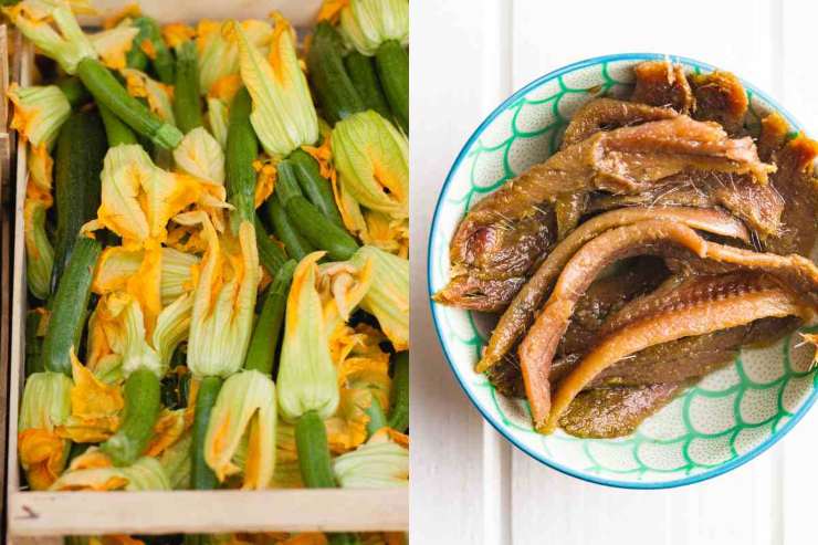 Fiori di zucca e acciughe