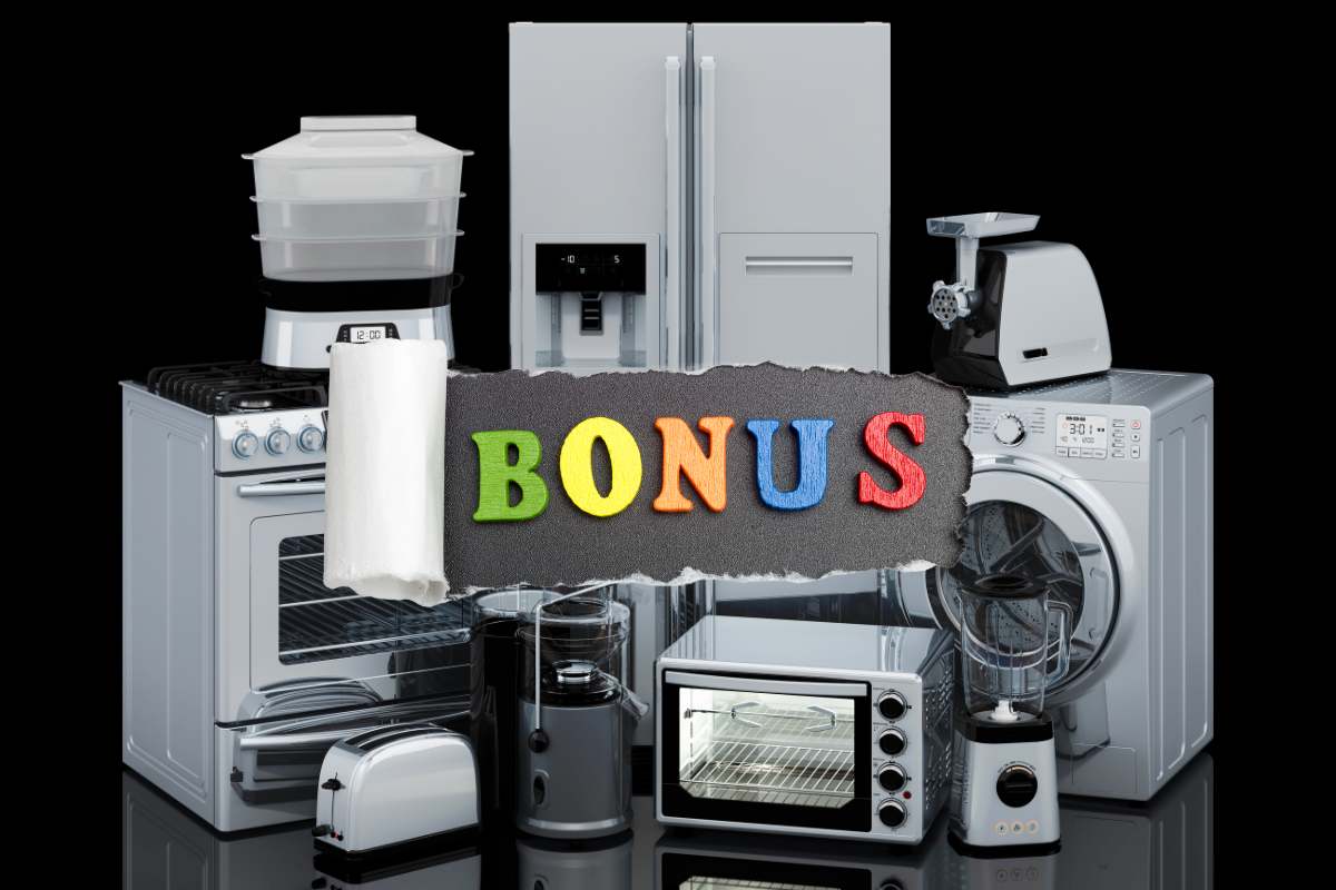 elettrodomestici e la scritta bonus